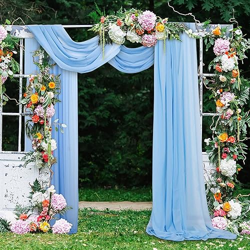 2 paneles de gasa para arco de boda de 20 pies, tela drapeada para banquetes de boda, lavanda, ceremonia, recepción, cortinas de gasa para 2 paneles de gasa para arco de boda de 20 pies, tela drapeada para banquetes de boda, lavanda, ceremonia, recepción, cortinas de gasa para