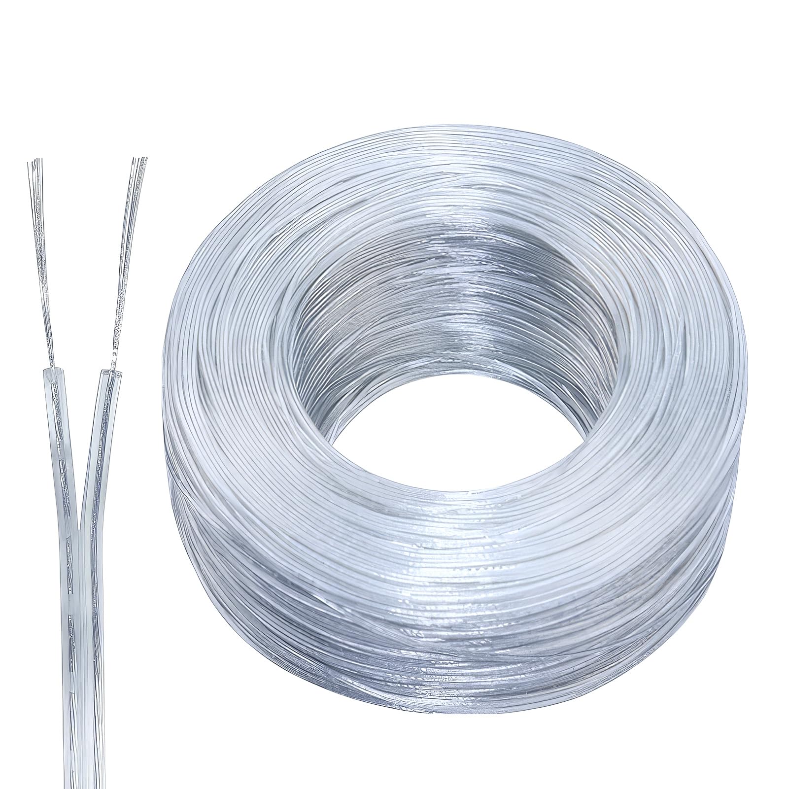 10 Meter 28AWG Electrical Wire Clear 2 Core Flat Wire PVC Mains Power Cable Flexible Outer Diameter 1.6*3.2mm Wear-Resistant Oxidation Resistane for Installing Low-Power Household Appliances LED Lamps
