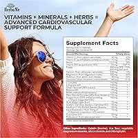 Vista 2 de Suplemento de apoyo cardíaco y flujo sanguíneo, 120 cápsulas, apoya la salud cardiovascular, colesterol saludable, triglicéridos, homocisteína