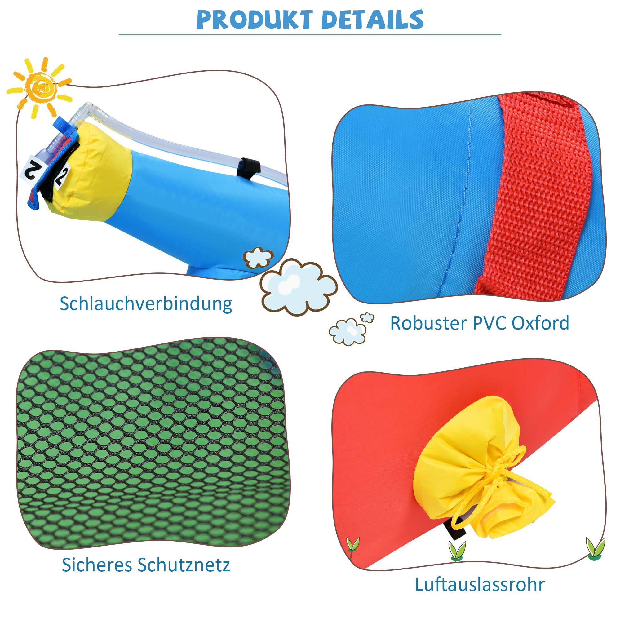 Bouncy Castle para niños 5 en 1 con ventilador, parque acuático inflable con tobogán, plataforma de salto, piscina y red de fútbol, castillo hinchable al aire libre para jardín, tela Oxford