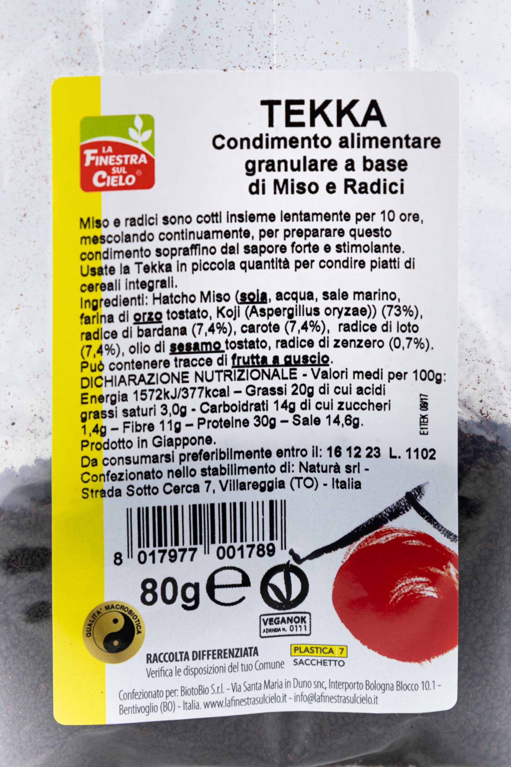 La Finestra Sul Cielo Tekka - Condimento Granulare con Miso e Radici - sapore intenso e forte - 80g