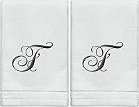 Vista 12 de Toallas de Punta con Monograma, Regalo Personalizado, 11 x 18 Pulgadas - Juego de 2 - Toalla Bordada Negra - Extra Absorbente 100% Algodón - Acabado