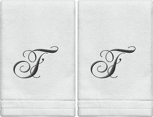 Vista 12 de Toallas con monograma de dedo, regalo personalizado, 11 x 18 pulgadas - Juego de 2 - Toalla bordada negra - Extra absorbente 100% algodón - Acabado