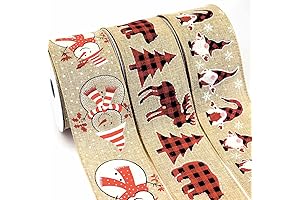 Burlap Christmas Ribbon Wired Red Black Checkered Xmas Tree Ribbon Garland