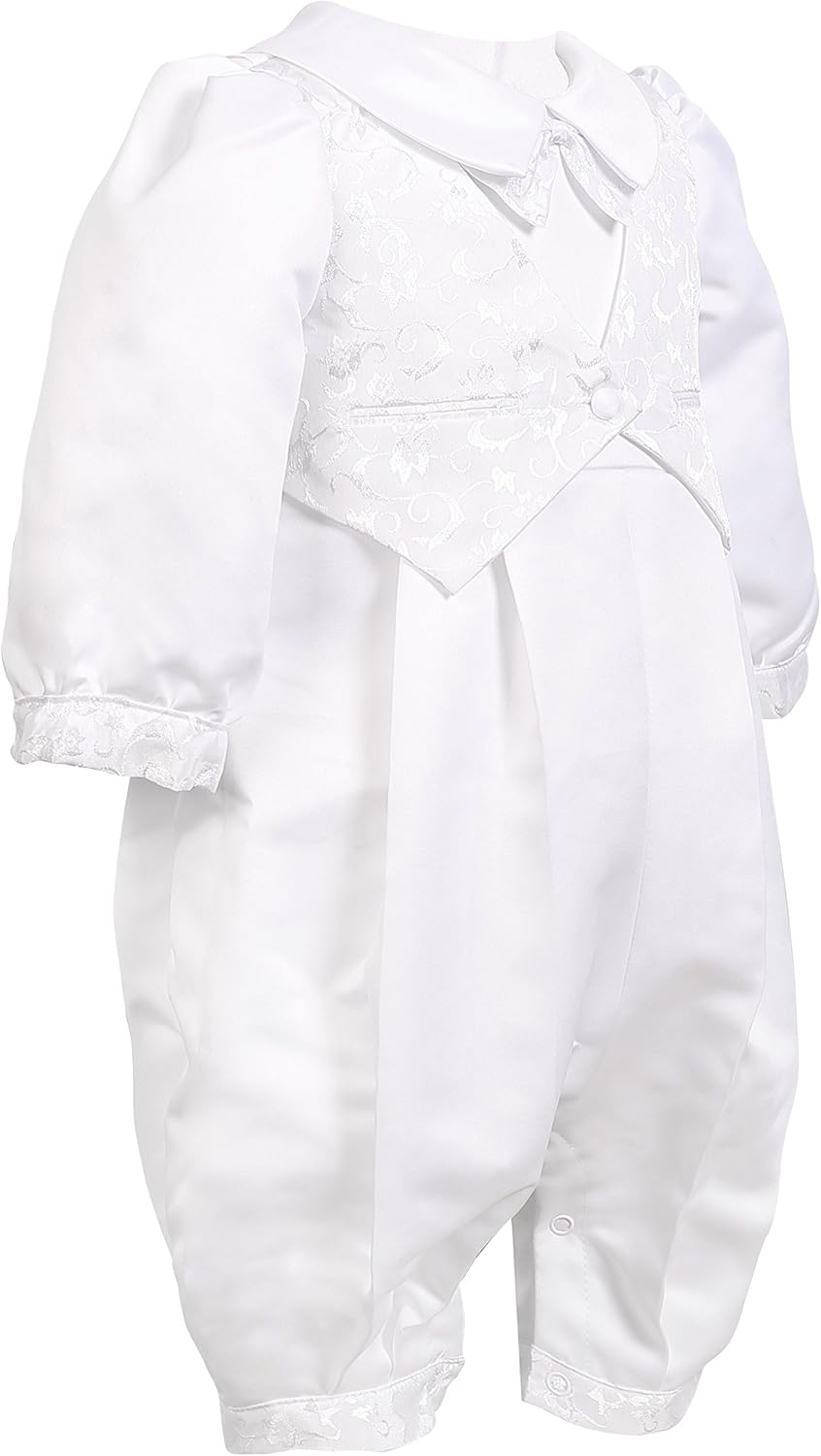 NIMBLE Baby Boys Newborn Christening Baptism Infant Satin Romper Outfit,0-12M
