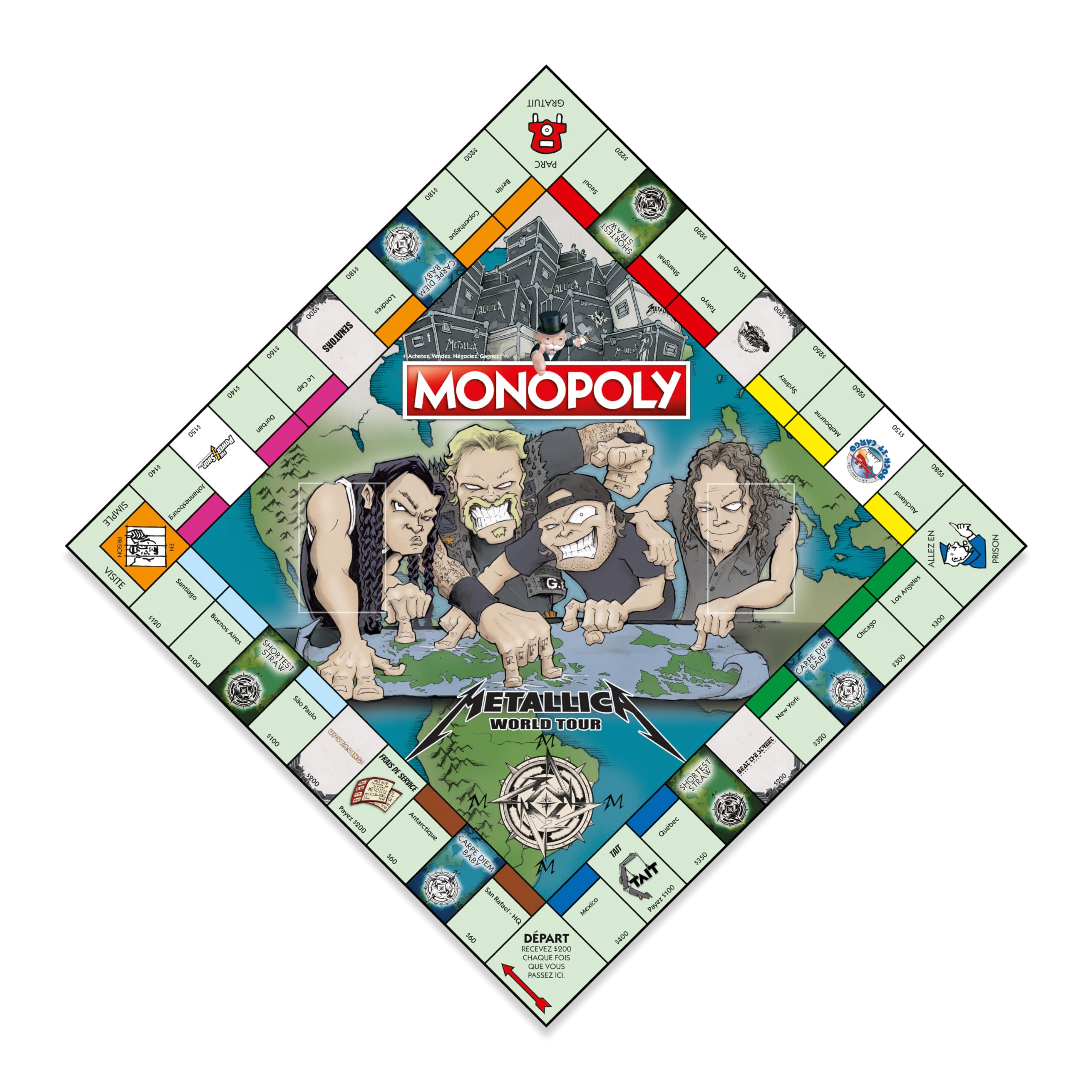Jeu de société - WINNING MOVES - Monopoly Metallica - Accompagnez le groupe en tournée mondiale