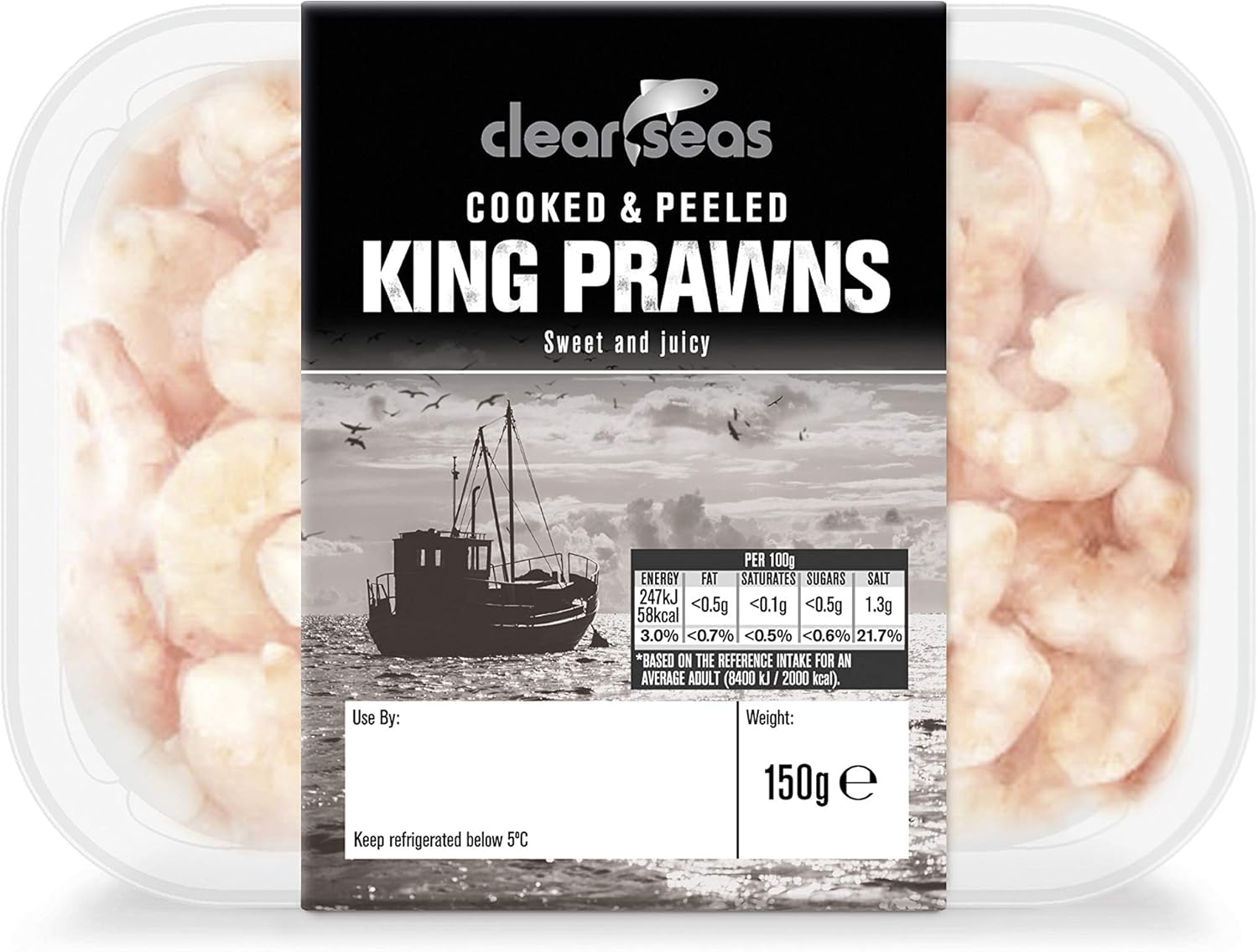 Clear Seas Cooked & Peeled King Prawns, 150 g Amazon.co.uk Grocery
