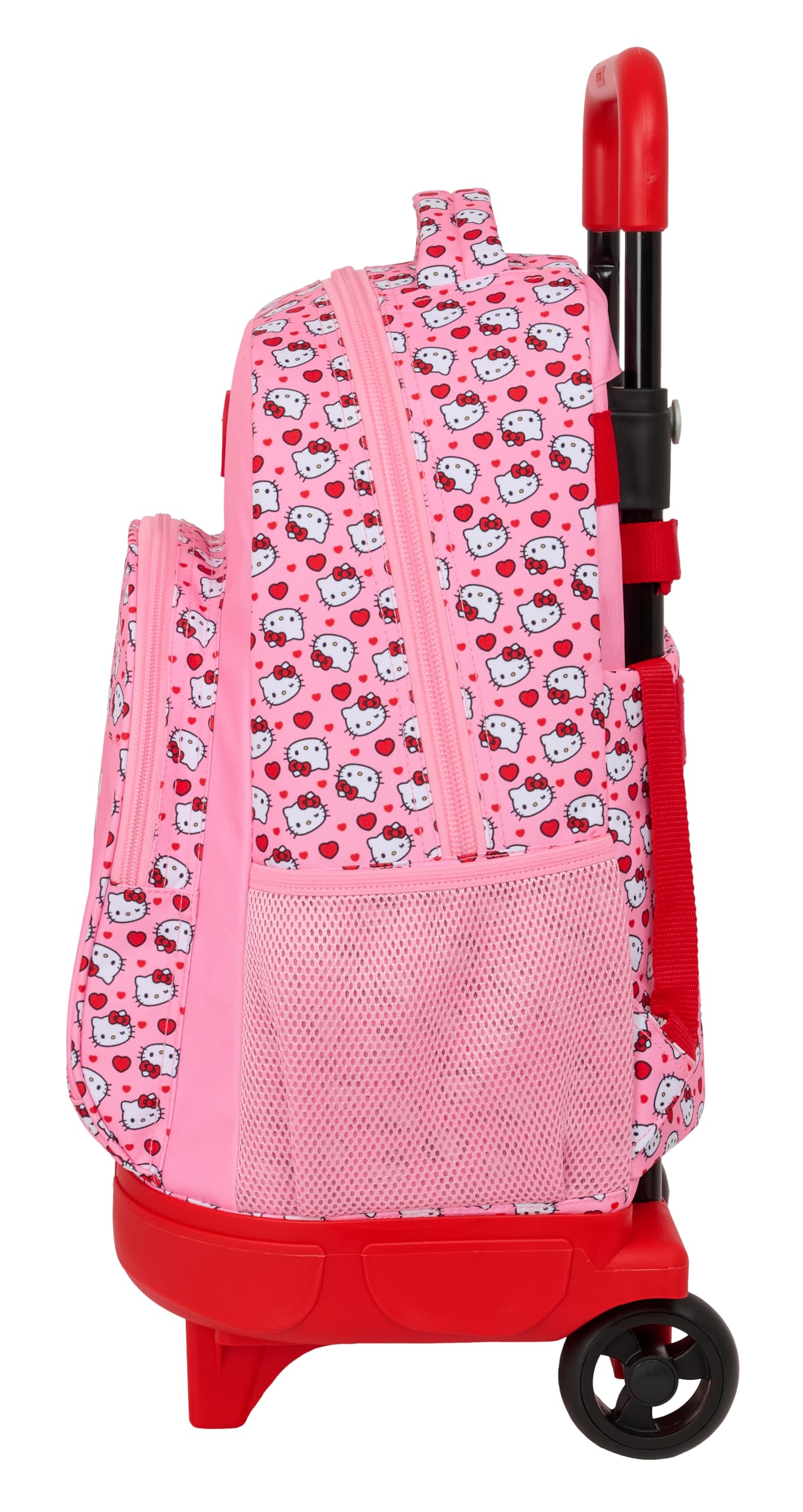 HELLO KITTY duży plecak na kółkach, kompaktowy, zdejmowany, idealny dla dzieci w różnym wieku, wygodny i wszechstronny, jakość i wytrzymałość, 33 x 22 x 45 cm