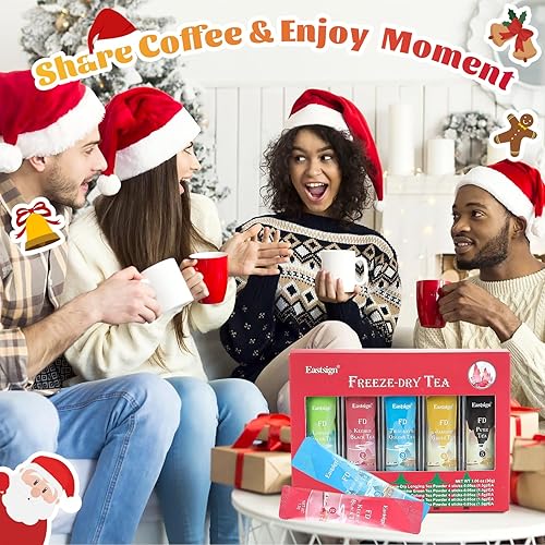 Miniatura 3 de Eastsign Té instantáneo en polvo, 20 unidades, té caliente instantáneohelado variedad de 5 sabores, té verde jazmín, té Longjing, té Oolong, té
