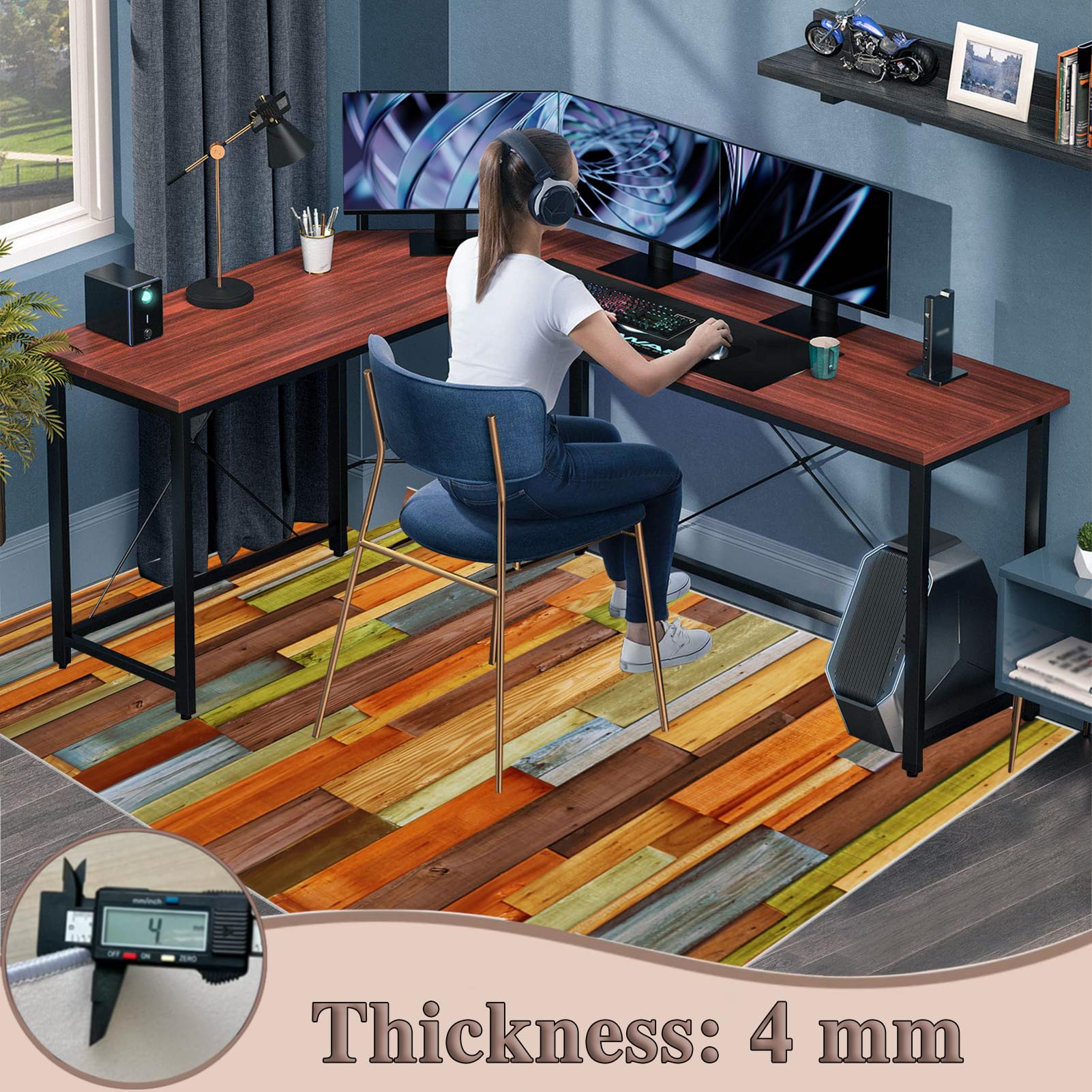 Alfombrilla para Silla de Oficina Gaming, Alfombra para protección de Suelos Duros, Protector Suelo Silla Ruedas, Tapete para Silla Rodante, Alfombrilla para Silla de Escritorio 140 x 160 cm