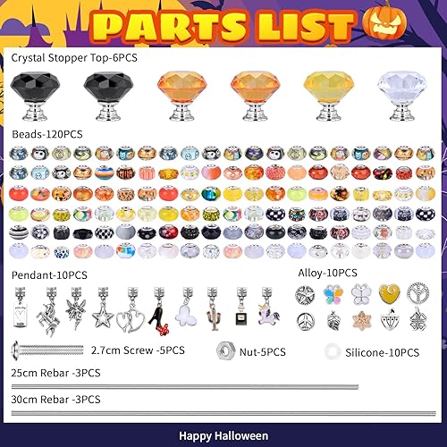 Miniatura 3 de Kit de varitas de jardín con estacas de cuentas de hadas, cuentas europeas con diamantes de cristal y varillas roscadas de 12 o 10 pulgadas, estacas