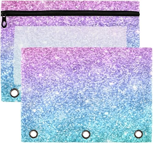 Miniatura 12 de Kcldeci Estuche para lápices para carpeta de 3 anillas, lindo y feliz juego de corgi galés de dibujos animados, paquete de 2 bolsas para lápices