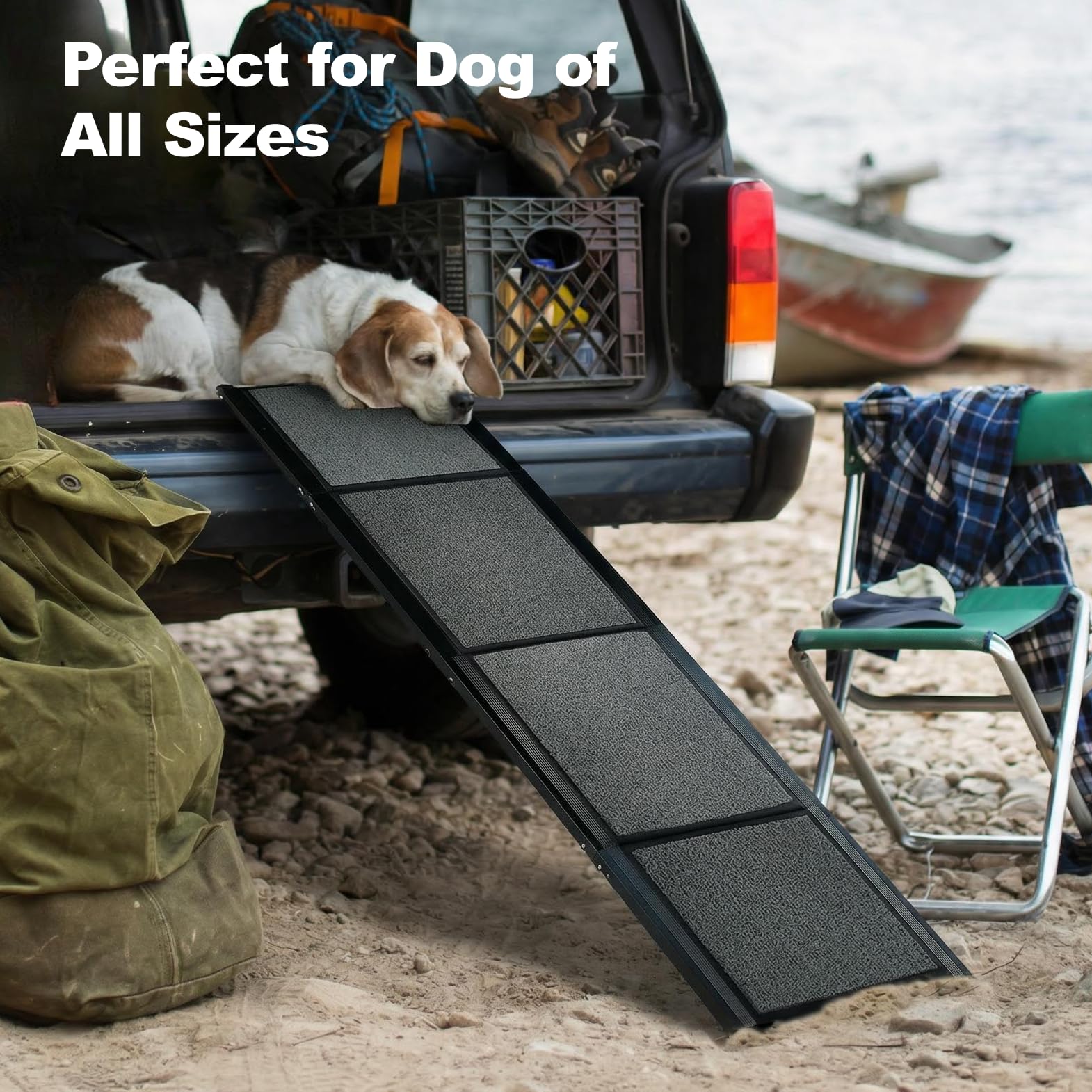 Rampa per Animali Domestici (180 x 50 cm), Rampa per Cani per Auto, SUV e Camion, 180 cm di Lunghezza e 50 cm di Larghezza, Rampa Pieghevole e Portatile per Animali Domestici con Superficie