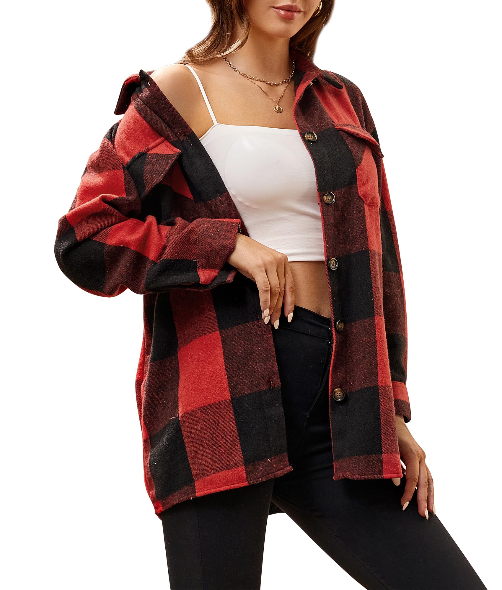 Alex VandoWomens Flannel Shirt Regular Long Sleeve Button Down Flannel Shirts for Women