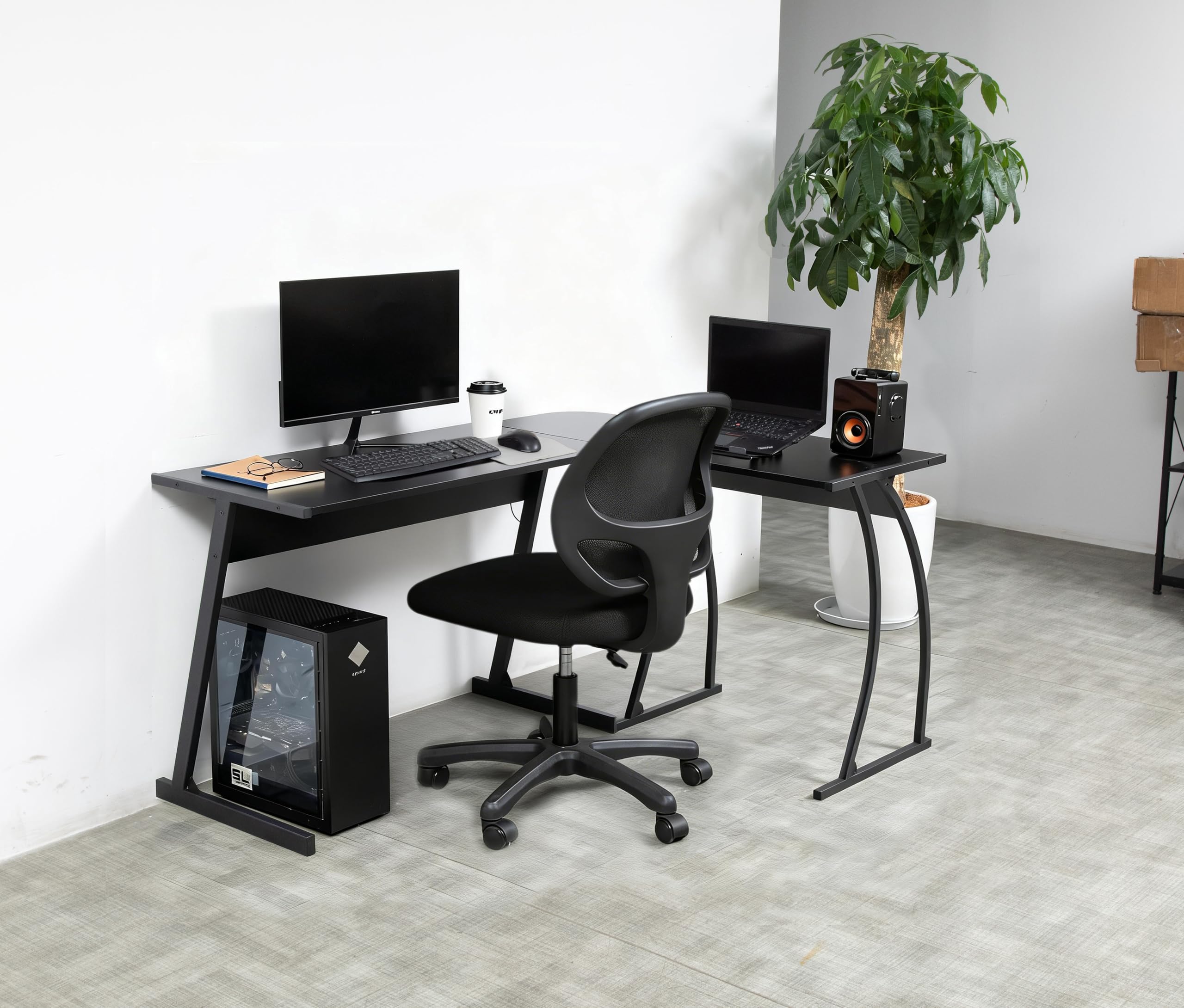 パソコンデスク i Amazon | JUPEA パソコンデスク pcデスク L字 幅147cm ゲーミング