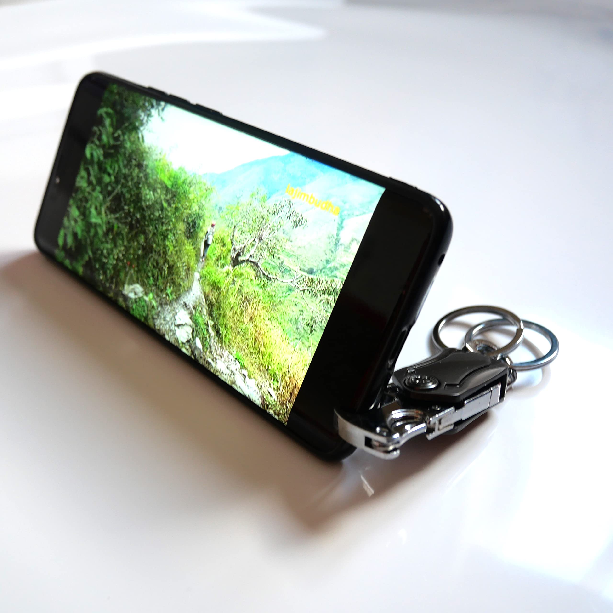 GenericMultifunction Metal Keychain with Box Opener Cutter Finger Spinner Fidget Gyro Phone Holder Bottle Opener Car Keychain