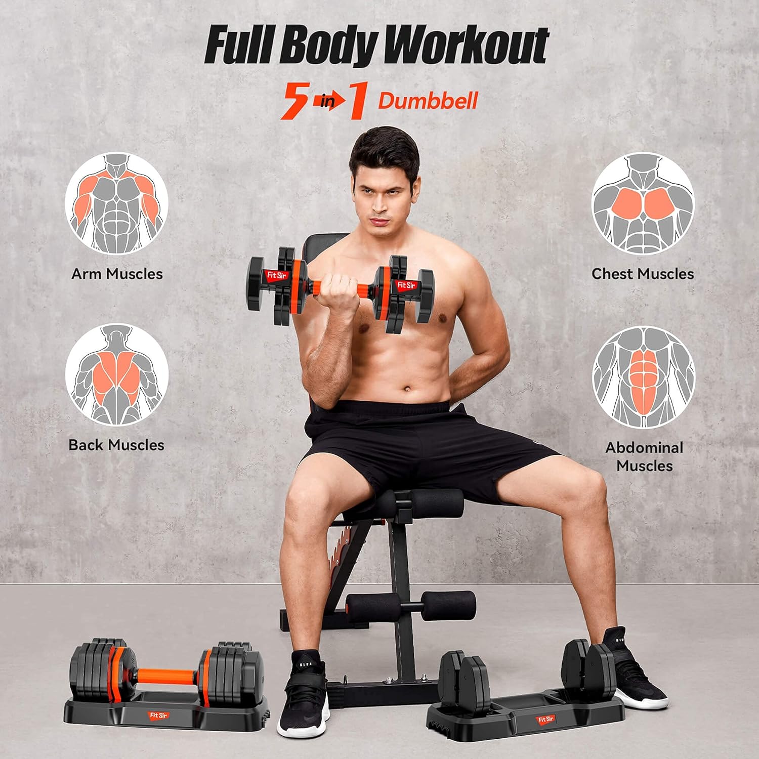 Adjustable Dumbbell 55 lb Dumbbell: 15~55lb Dumbbell Adjustable Weight Set Adjustable Dumbbell Exercise Fitness Dumbbell for Women Man Workout (Single) : Everything Else
