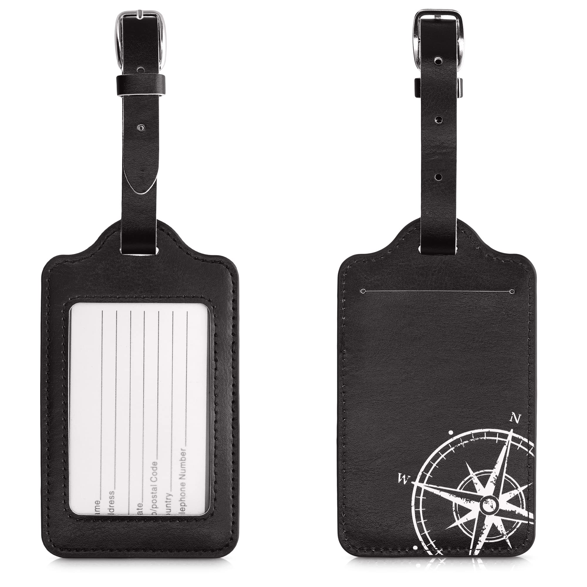 kwmobile Set 2X Targhetta Bagaglio a Mano - Etichetta Valigia Stiva - Accessorio da Viaggio in Similpelle