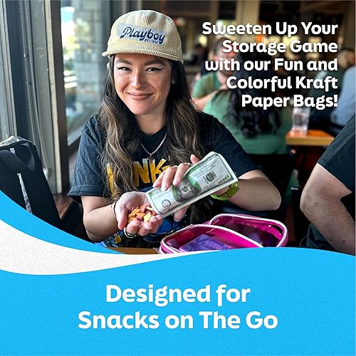 Miniatura 6 de Paquete de 100 bolsas de papel resellables con diseño de dinero, 3.5 bolsas de almacenamiento para aperitivos de 3 x 6 pulgadas