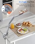OMOTON GH04 Magnetic Swivel Tablet Stand, Aluminum 2-in-1 Adjustable Holder with Large Clamp for iPad & Magnetic Head for iPhone, Foldable Long Arm Overhead Phone Mount for 4-12.9" Device, Gray