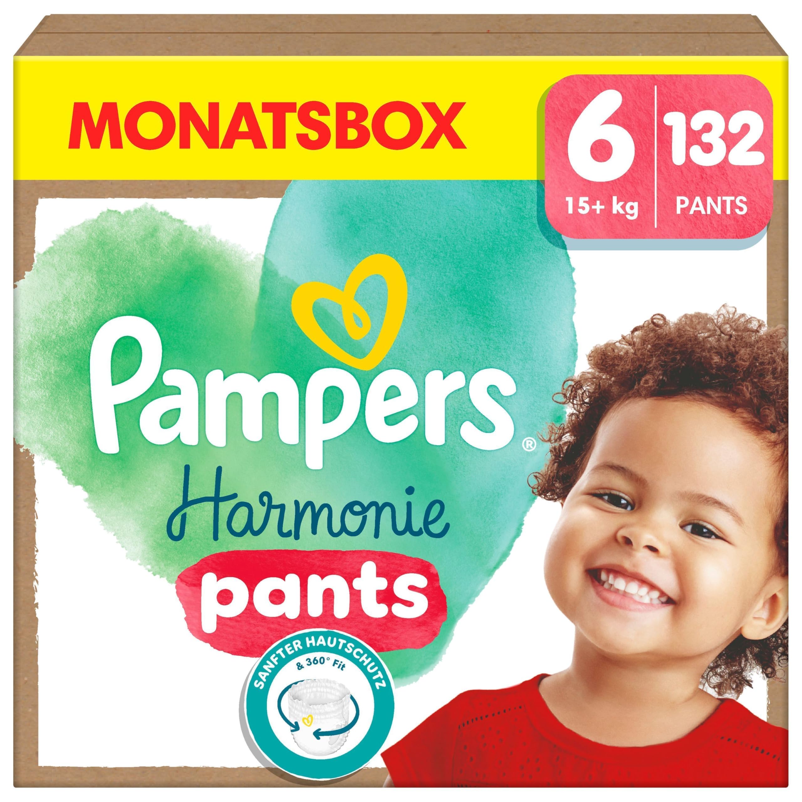 Pampers Harmonie Pants Größe 6, 132 Windeln, 15kg+, sanfter Hautschutz und 360° Komfort-Fit