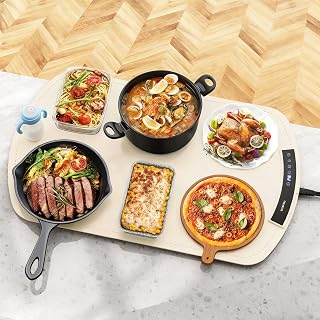 Food Warming Mat, Electric Warming Tray for Buffets & Parties, Silicone Heating Mat for Food with 9 Temperature Settings, Roll-Up Storage, 25.8"x15.6"