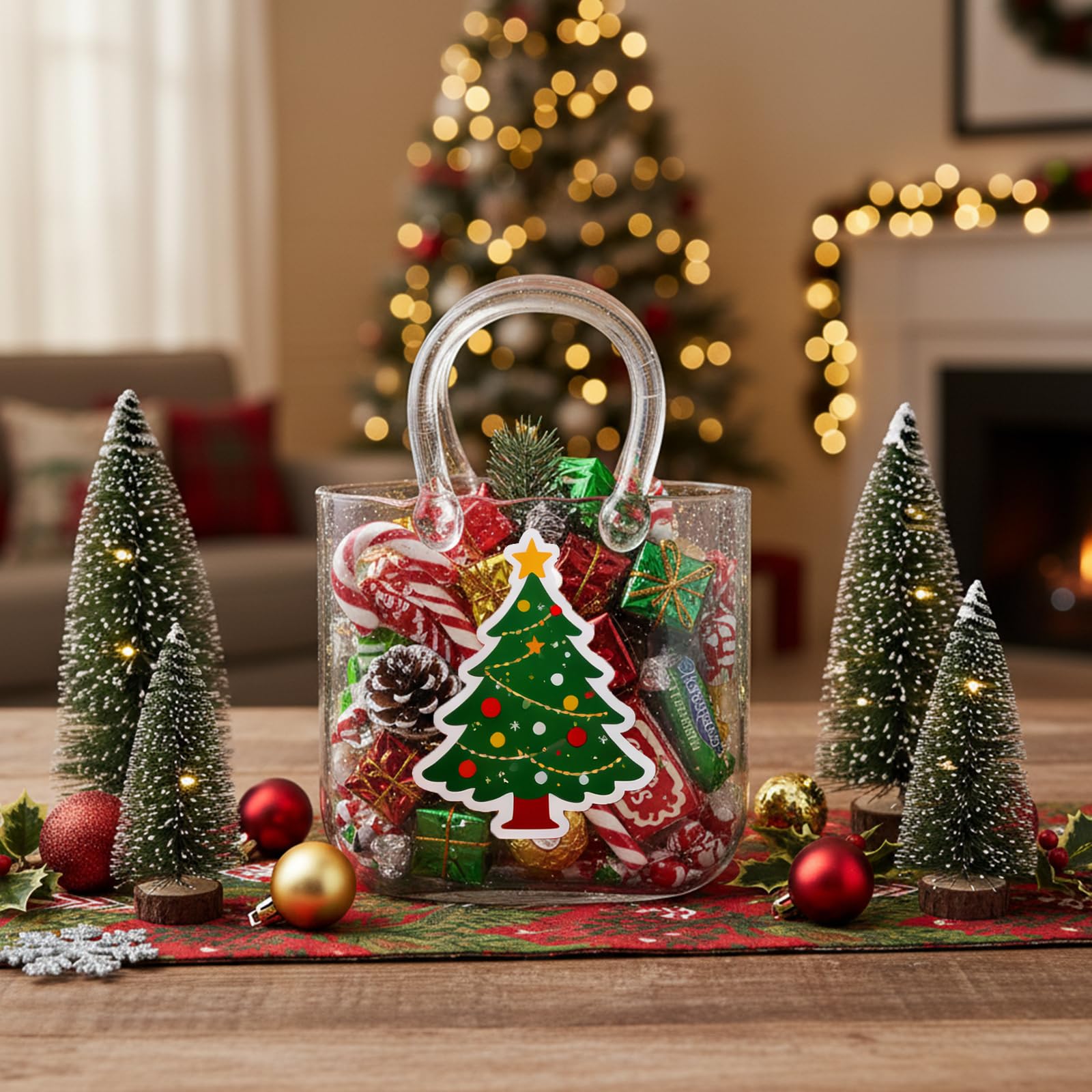 Fixwal Unique Glass Vase for Flowers, Clear Bag Vases with Handle — product photo