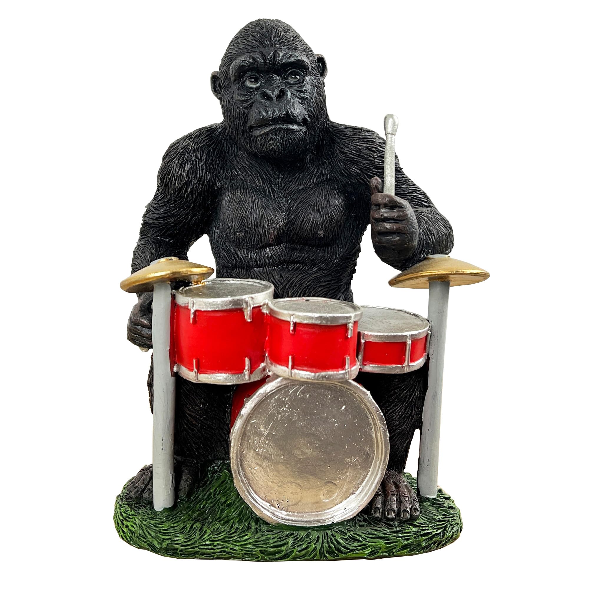 Alfie Francis 24cm (Tall) Rock and Roll Drummer Gorilla Ornament Figurine Sculpture Animal Statue Home Decor Monkey Gift