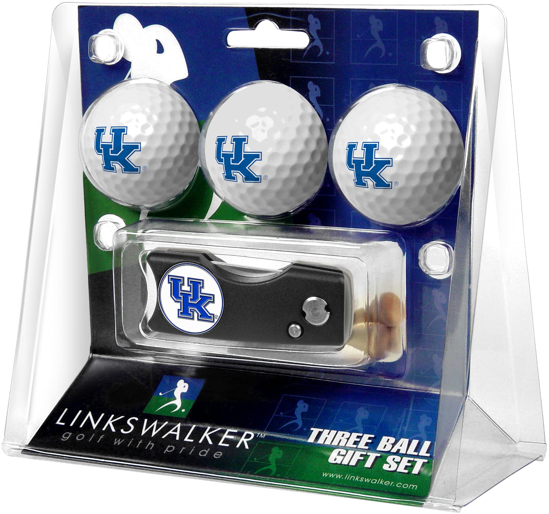 LinksWalker Kentucky Wildcats - Spring Action Divot Tool 3 Golf Ball Gift Pack