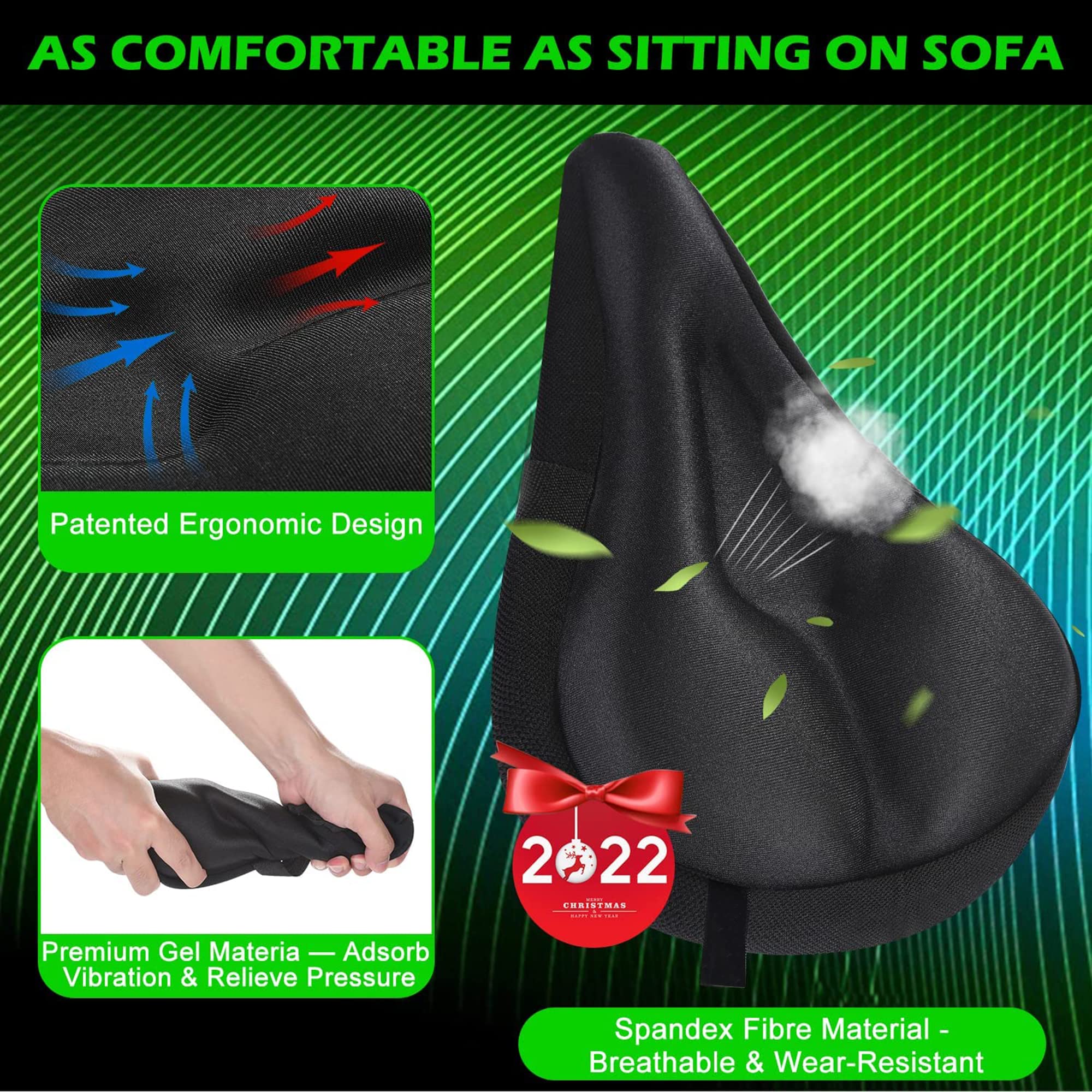 Quick Fit Cycle Seat Cover | Padded Cycle Cushion | Bicycle Gel Seat Cover | Seat Cushion Cover for Indoor Outdoor Cycling, Exercise Cycle - Soft and Washable 1