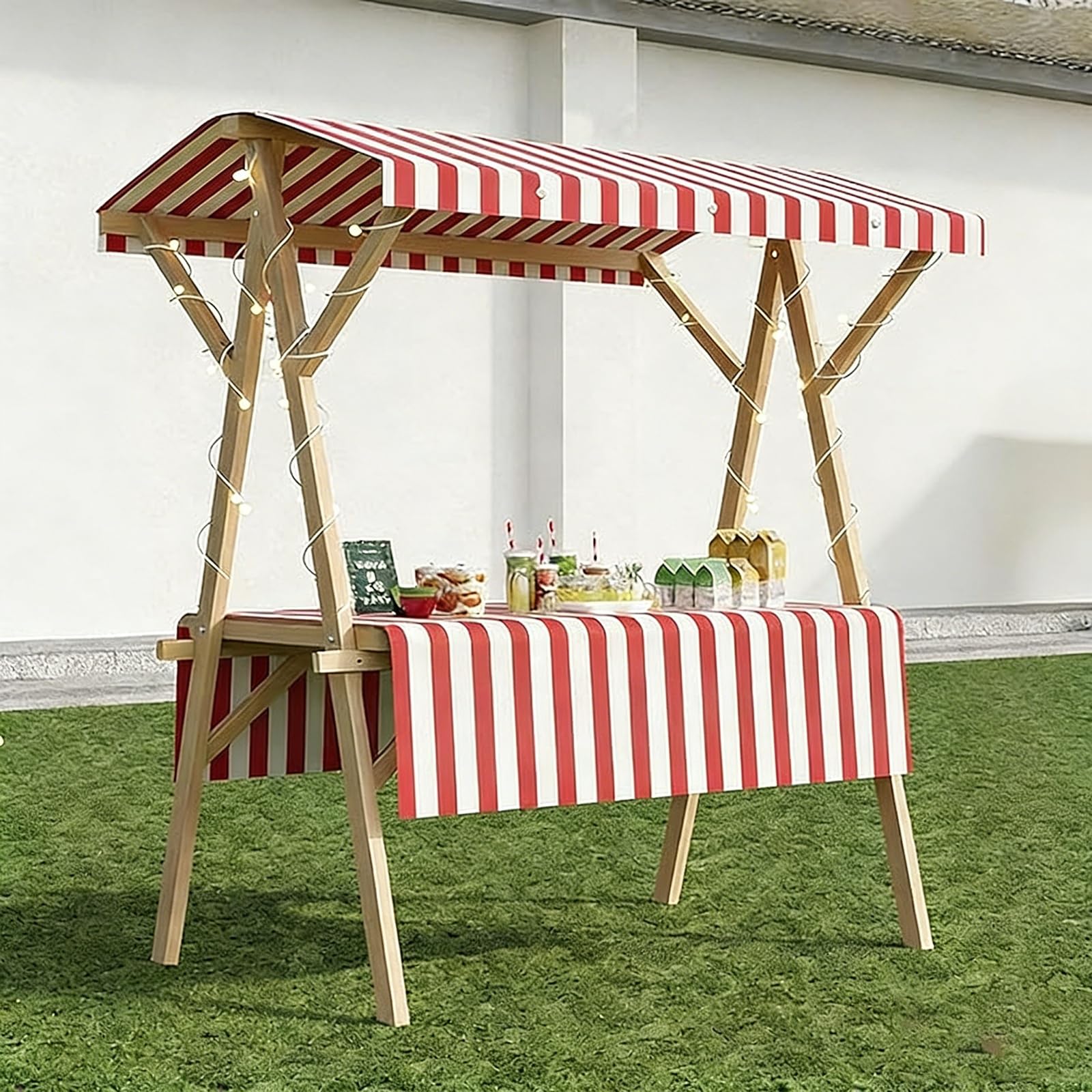 Carrello mobile pieghevole con tettoia, carrello commerciale per mercati agricoli, fiere artigianali, cibo da strada, feste, compleanni, concessioni