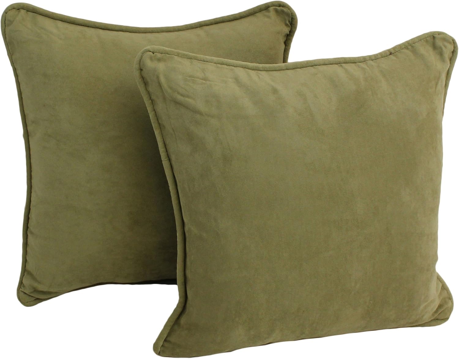 Blazing Needles Corded Microsuede Throw Pillow, 18", Sage Green 2 Count