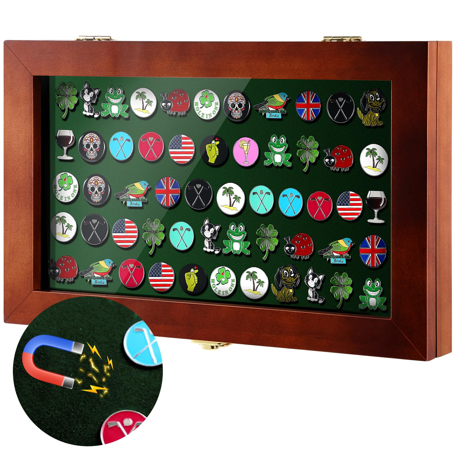 Silipull 40 Golf Ball Marker Display Case Full Magnetic Backing 15.5