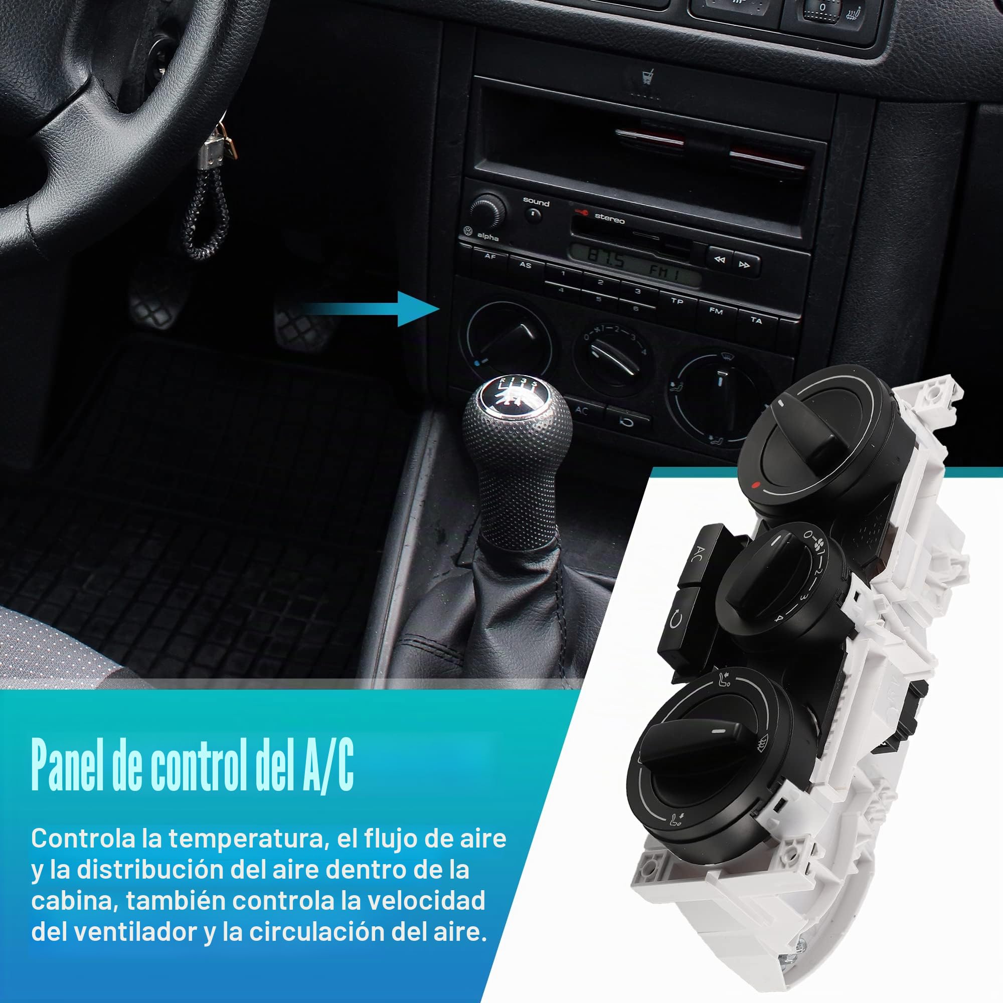 X AUTOHAUX Control De Climatizador Hvac Para Volkswagen Golf 98-06 1Pc | Para Volkswagen Golf City 07-10, Passat 97-05, Bora 05, Lupo 05-06, Polo Classic 00-02, Oe:1J0-820-045-F, Metal Y Abs
