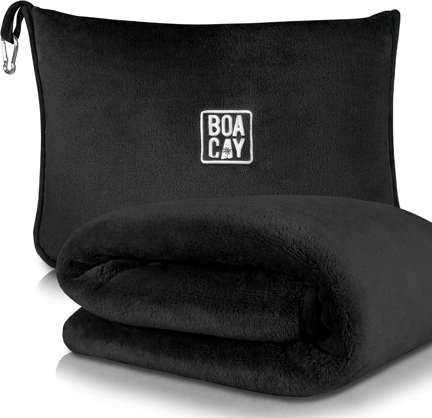 BOACAY Soft Warm Travel Blanket for Airplane and Car – Essential for Long Flights for Women, Men, Kids – Compact Pillow with Sleeve for Luggage and Backpack Clip