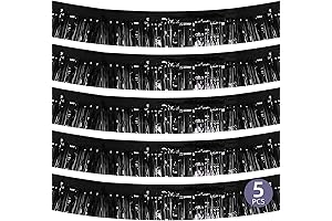 5 Pack 10 Feet Black Fringe Garland Foil Fringe Garland for Homecoming Decoration