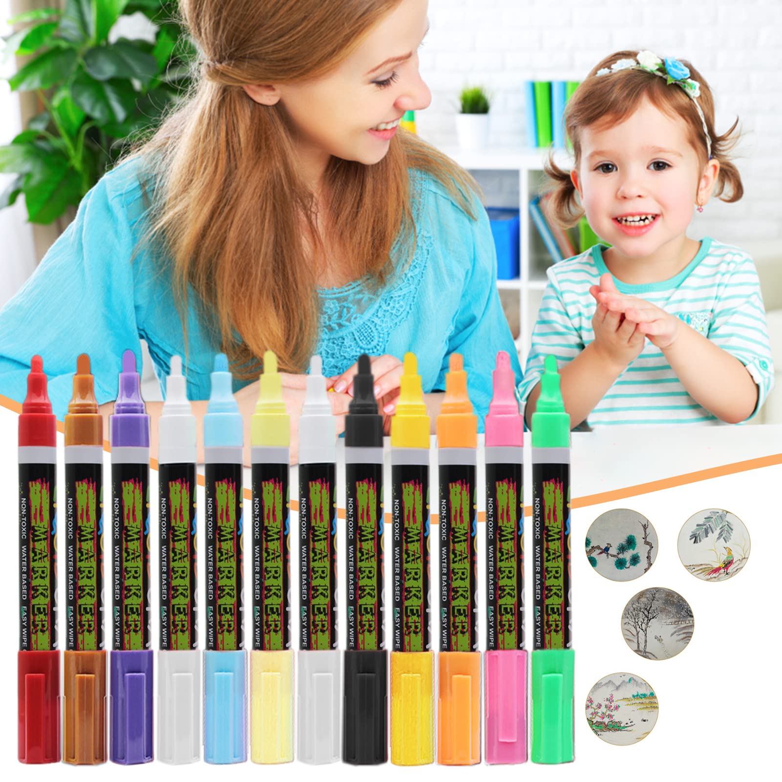 5 D?ugopis rozpuszczalny w wodzie - Marker kredowy w p?ynie Fluorescencyjny do malowania,12 sztuk/zestaw wymazywanie mokro ?ówek szkolne artyku?y papiernicze tablice wystawy Eubeisaqi