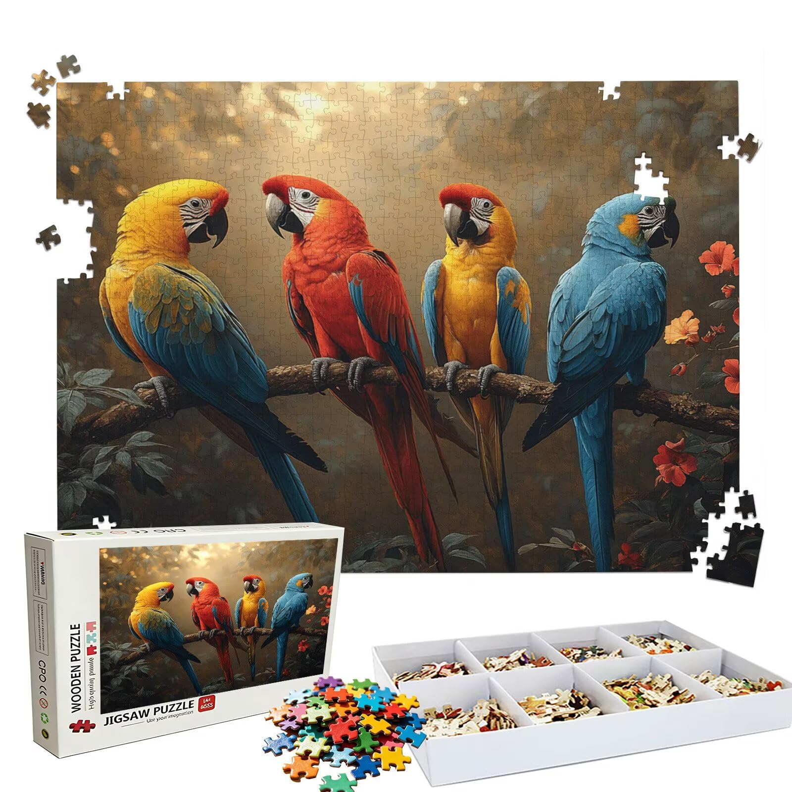 Puzzle 2000 Pezzi fiore Pappagallo(2), Puzzle 2000 Pièces Challenge Impossible, Puzzles 99.5x70.5 cm Taglia Grande Adulti, Giochi Educativo per Famiglie, Puzzles Classici, Decorazioni Casa W3H-954