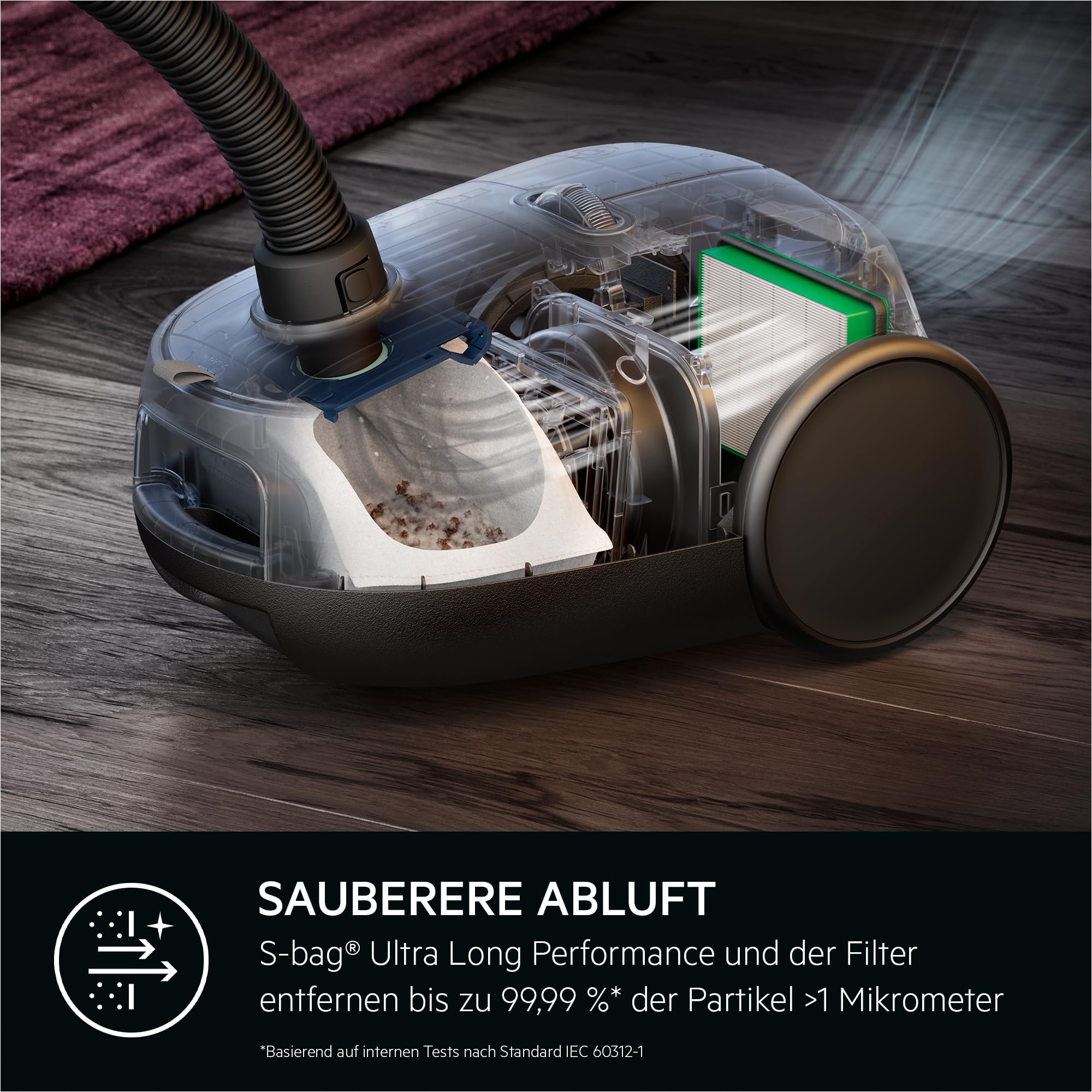 AEG CLEAN 6000 Staubsauger mit Beutel, Hohe Saugleistung, inkl. Zusatzdüsen, 55 % Recyclingkunststoff, für Haustierbesitzer, Reinigen von Polstern, 12 m Aktionsradius, 850 W, Blau, AB61C2DBS