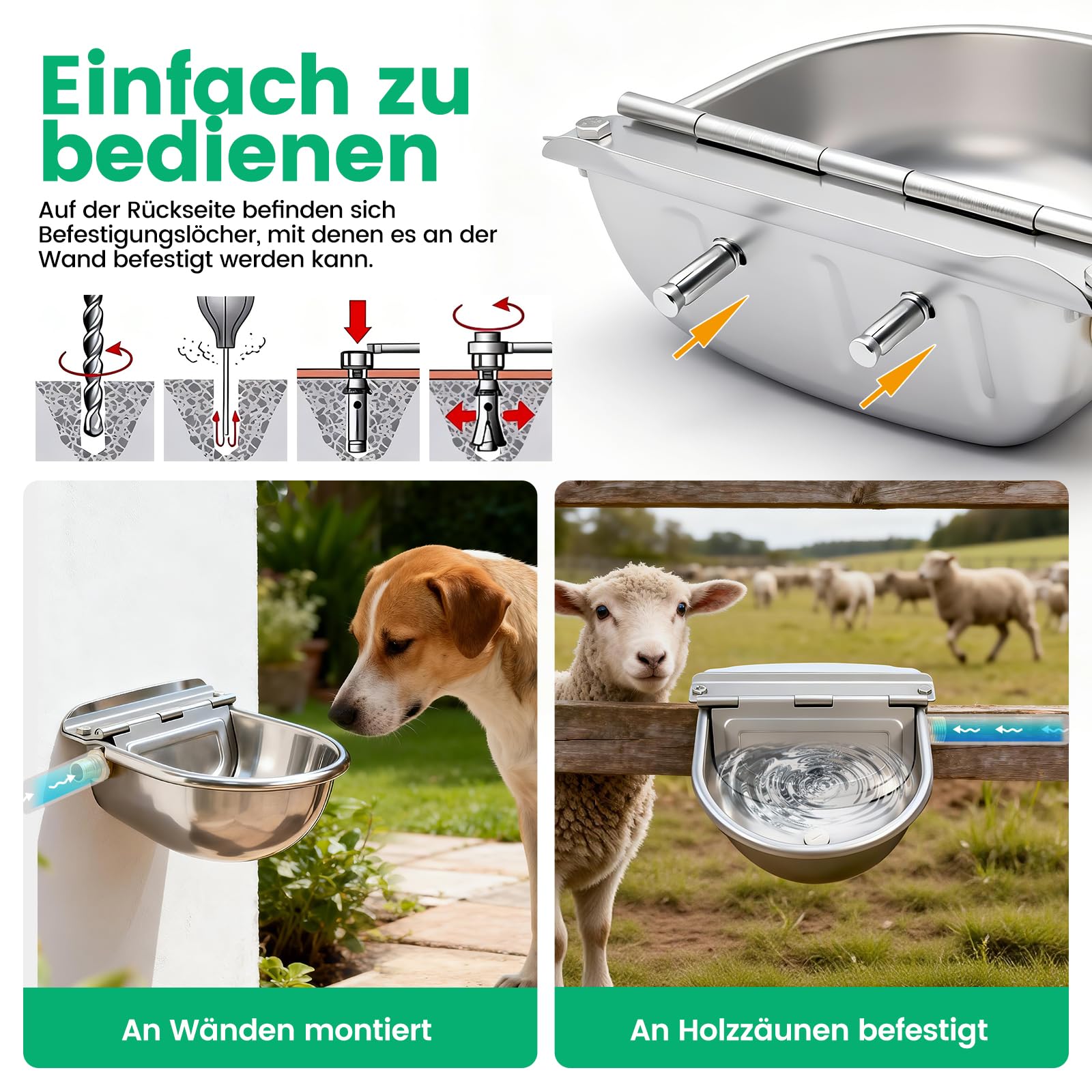 SchwimmerträNke,Pferde Und RinderträNke，Traenkebecken Mit Schwimmer,TräNke Schafes,Edelstahl TräNkebecken,TräNke Schafe,ViehträNke,Pferdetraenke FüR Rinder,Pferde,Schafe,Ziegen,Hunde,HüHner