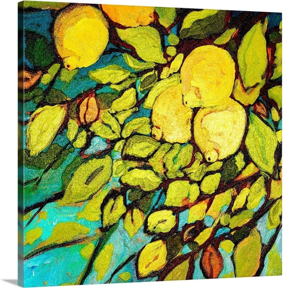 CANVAS ON DEMAND Lemon Tree Fun Canvas Wall Art Print by Jennifer Lommers, Home Decor, Kitchen Dining Room, Nature Artwork, 36″ x36in