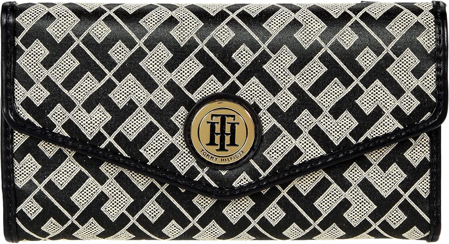 Women's Continental Wallet Clutch Bag (Black/Beige)