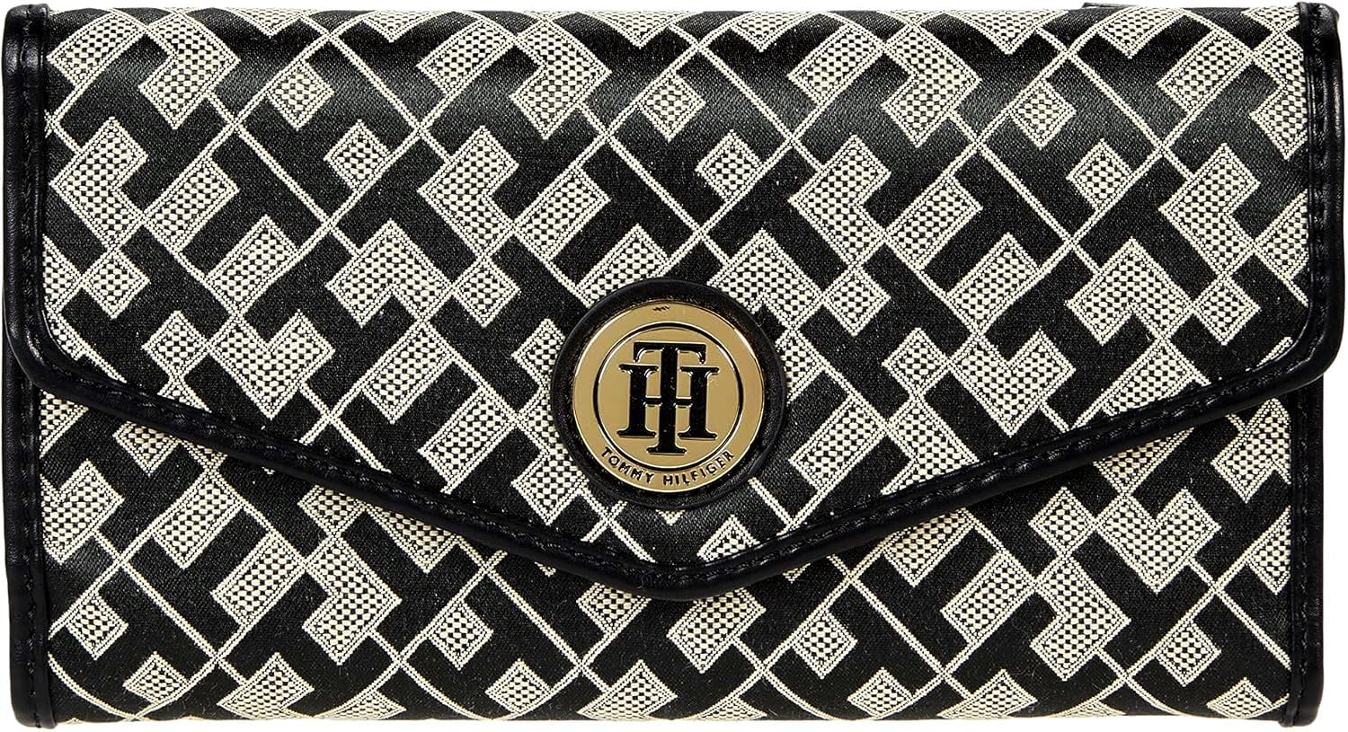 Women's Continental Wallet Clutch Bag (Black/Beige)