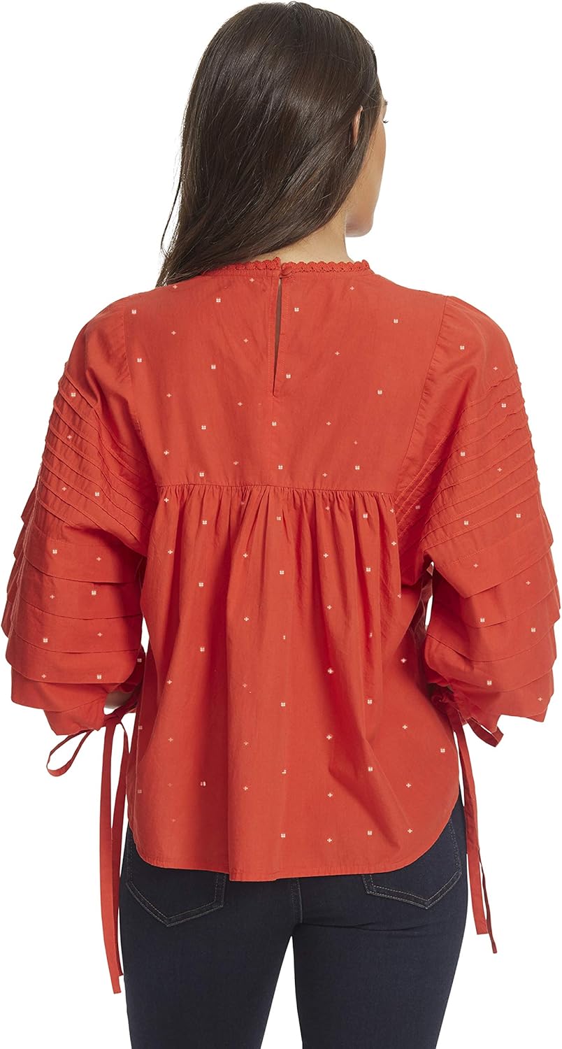 Ella Moss Womens Lyra Pintucked Woven Top - Image 2