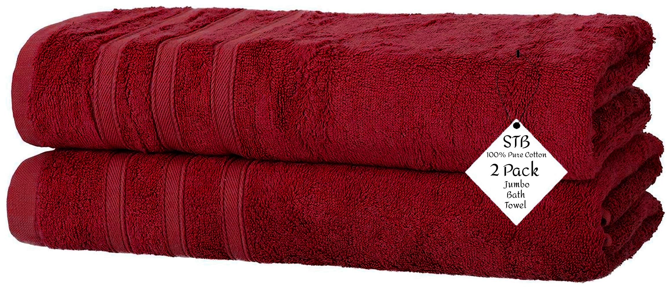 S & B Pack of 2 Jumbo Bath Towels Sheets 100% Pure Cotton Quick Dry Gym, Spa