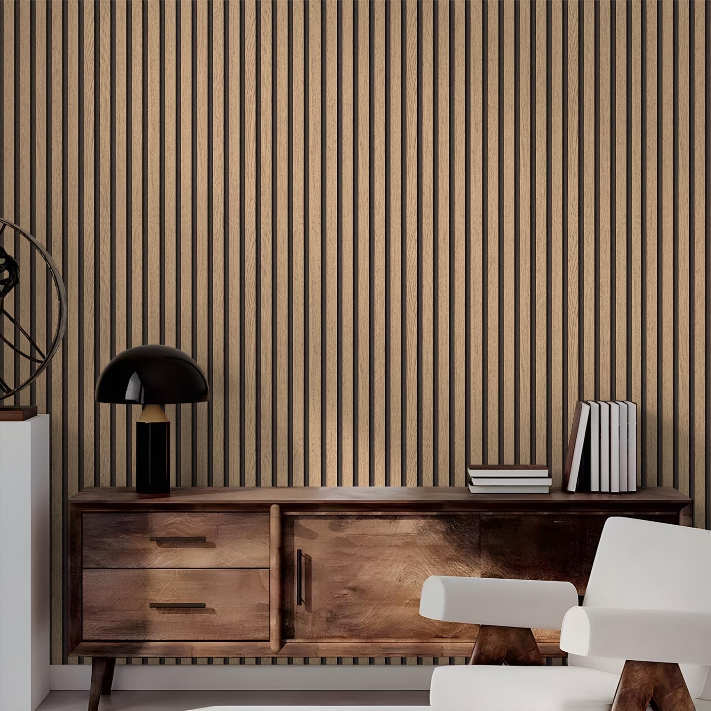 myforHD Wallpaper Peel and Stick Wood Grating Stripe Self-Adhesive Wallpaper Faux Wood Contact Paper Wood Slats Self Adhesive Wall Paper PVC Vinyl Film Removable Waterproof 17.3" x 393"
