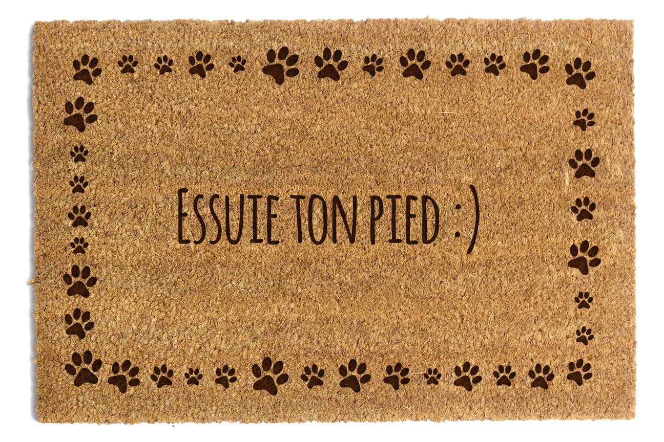 Paillasson personnalisé en fibre de coco avec n'importe quel texte, Tapis antidérapant et absorbant, Différents motifs de paillassons internes pour l'intérieur de la maison (90 x 60cm, modèle 4)