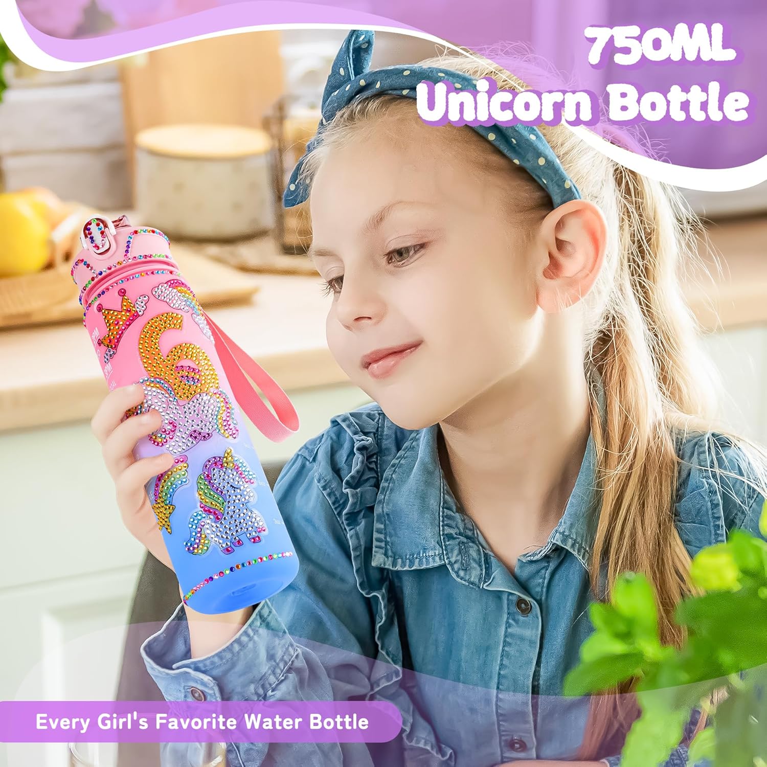 Unicorn Gifts for Girls, Christmas Birthday Gifts for Girls Age 6 Years Old Girl Birthday Gift Ideas Light Up Star Pillow and DIY Water Bottle Kits, Unicorn Toys for Daughter, Niece