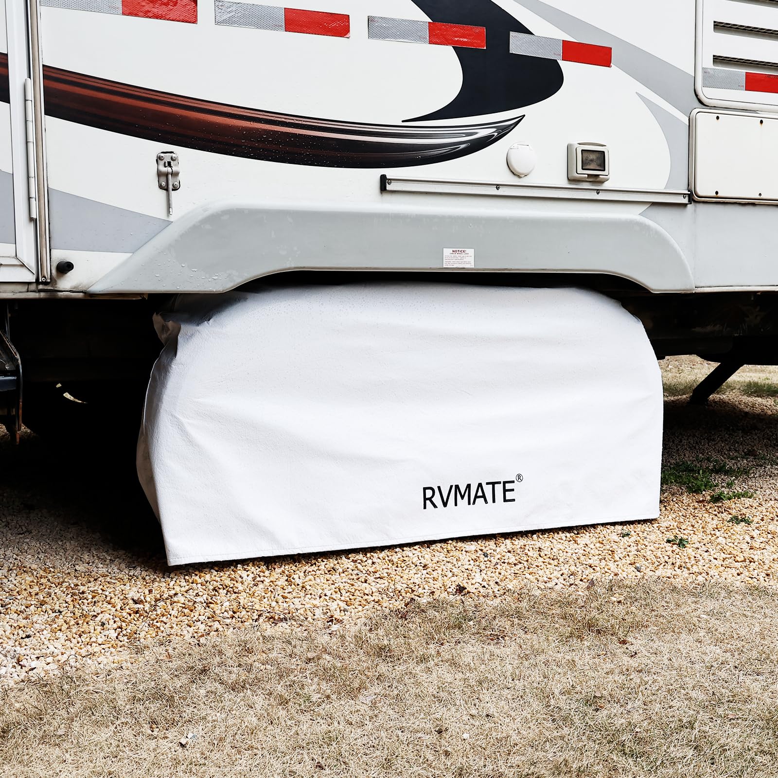 RVMATE Copricerchi per camper, doppio asse (1 pezzo), per pneumatici di diametro da 68,6 a 76,2 cm, impermeabili, anti-UV, bianchi, accessori per camper, camion, rimorchi