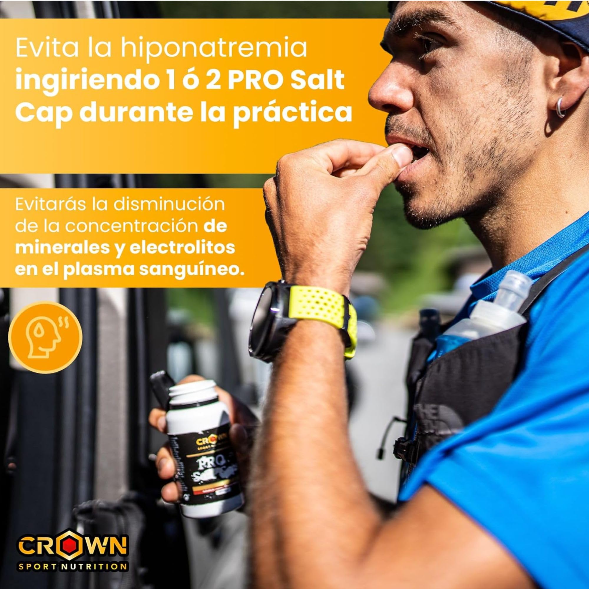 Crown Sport Nutrition Pro Salt Caps | Electrolitos Sodio 310 mg Cápsula | 60 Cápsulas | Sales orgánicas altamente asimilables | Certificado antidoping Informed-Sport